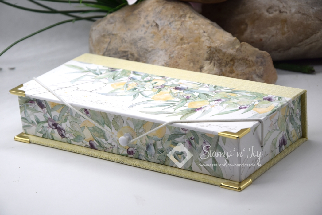 Stifte-Schachtel mit Klappdeckel ca. 21x10x4cm | Zitronenkranz | zitronengelb | Art. Nr. 97040001